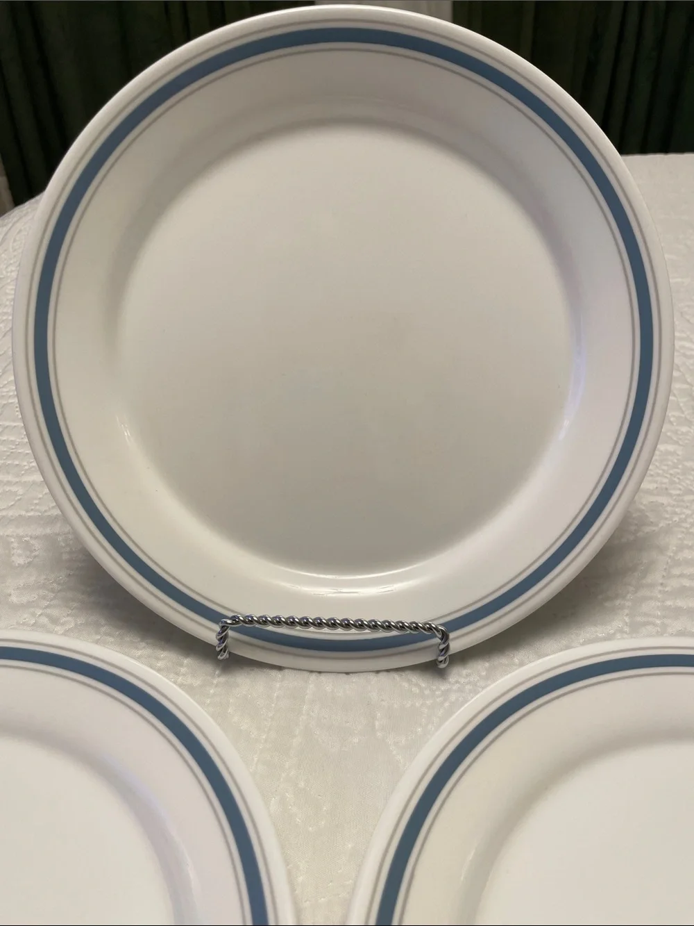 Set of 4 Corning COMCOR CORELLE INDIGO Pattern Dinner Plates White with Blue